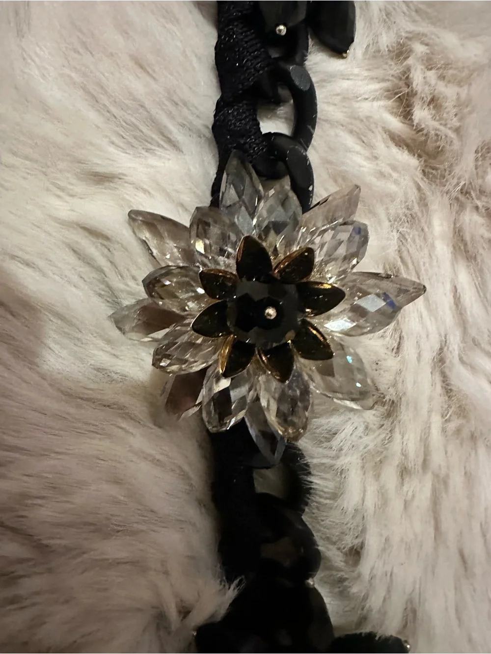 Anne Fontaine Braided Chain Belt with Crystal Flower Accents. Statement piece!